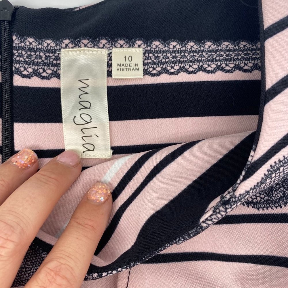 Maglia Empire Waist Pink & Black Lace Print - Picture 8 of 10